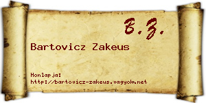 Bartovicz Zakeus névjegykártya